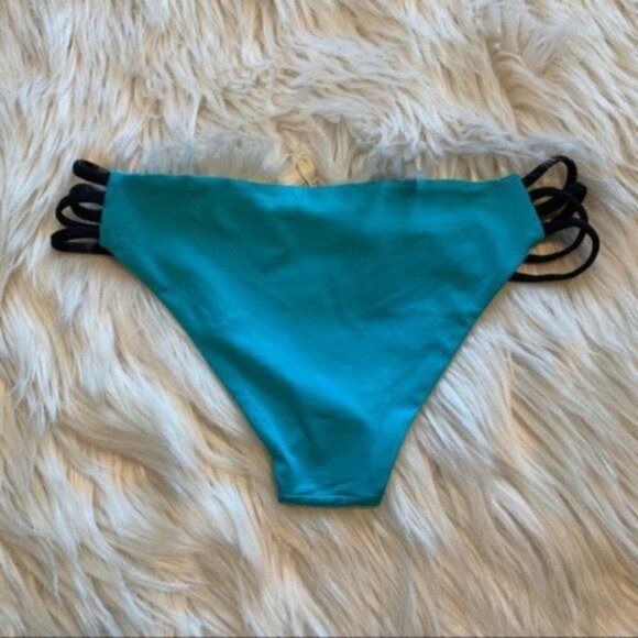 L*Space Bikini Bottom Teal Blue Strappy Sides - Picture 8 of 11
